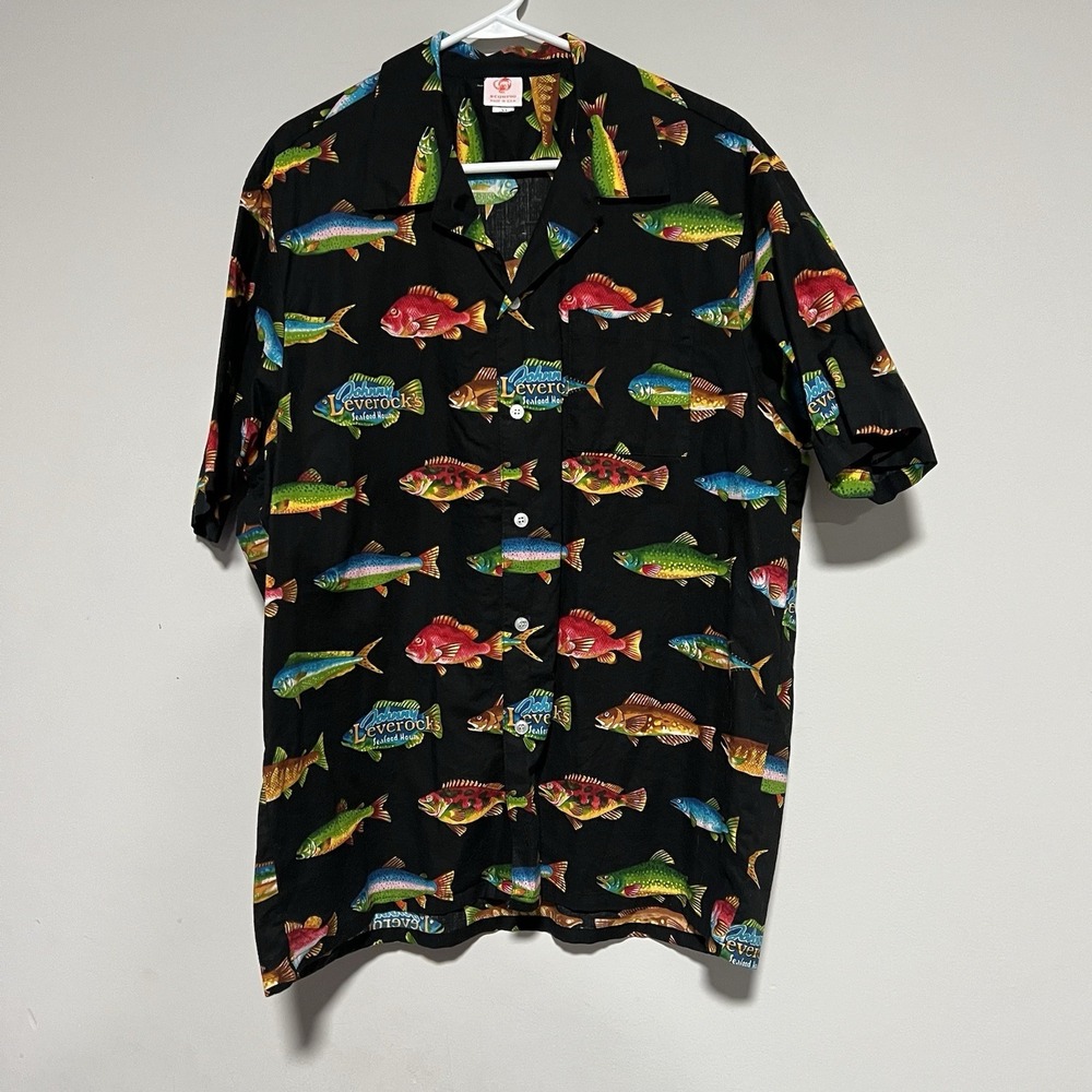 Scorpio Men's Size  XL Fish Print Button Front Short Sleeve Collared Shirt